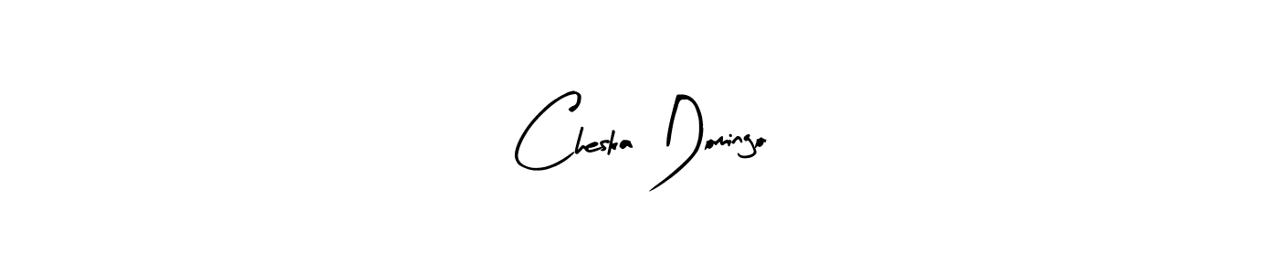 How to make Cheska Domingo name signature. Use Arty Signature style for creating short signs online. This is the latest handwritten sign. Cheska Domingo signature style 8 images and pictures png