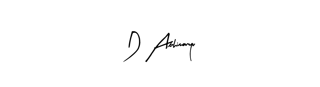 Arty Signature is a professional signature style that is perfect for those who want to add a touch of class to their signature. It is also a great choice for those who want to make their signature more unique. Get D Abhimanyu name to fancy signature for free. D Abhimanyu signature style 8 images and pictures png