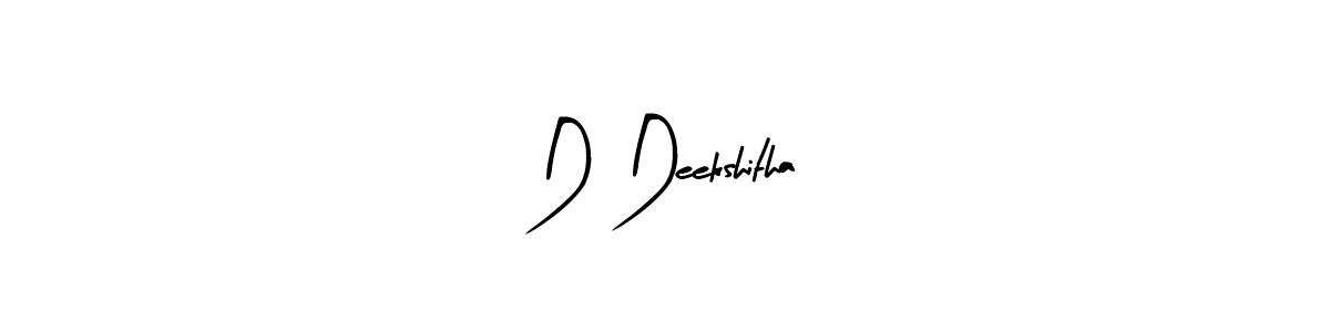 Similarly Arty Signature is the best handwritten signature design. Signature creator online .You can use it as an online autograph creator for name D Deekshitha. D Deekshitha signature style 8 images and pictures png