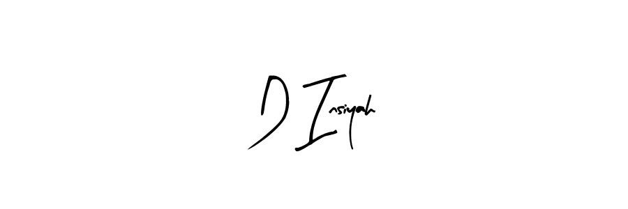 How to make D Insiyah name signature. Use Arty Signature style for creating short signs online. This is the latest handwritten sign. D Insiyah signature style 8 images and pictures png