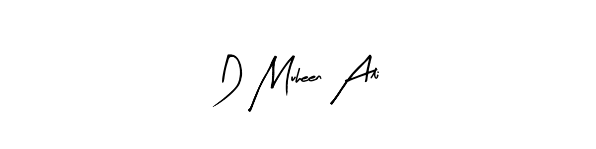 The best way (Arty Signature) to make a short signature is to pick only two or three words in your name. The name D Muheen Ali include a total of six letters. For converting this name. D Muheen Ali signature style 8 images and pictures png