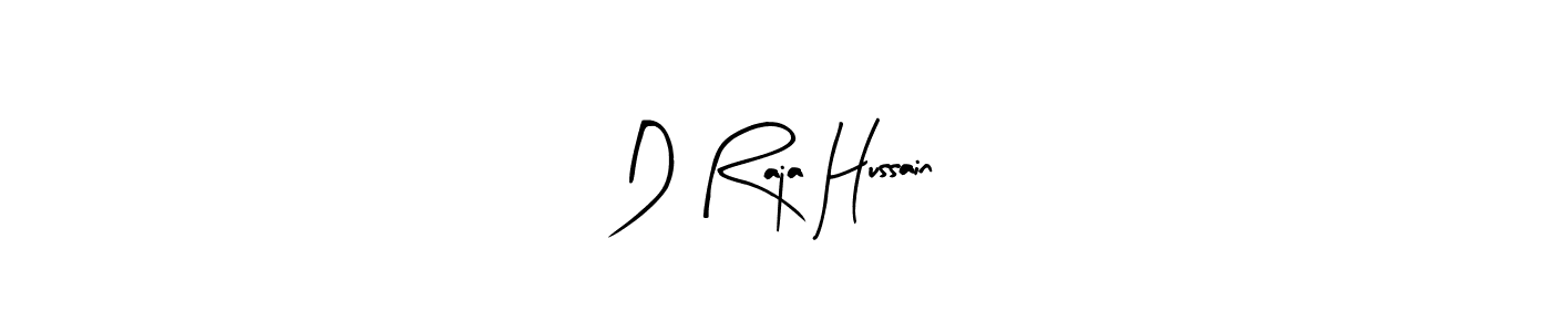 The best way (Arty Signature) to make a short signature is to pick only two or three words in your name. The name D Raja Hussain include a total of six letters. For converting this name. D Raja Hussain signature style 8 images and pictures png