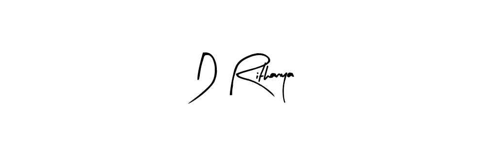 How to make D Rithanya name signature. Use Arty Signature style for creating short signs online. This is the latest handwritten sign. D Rithanya signature style 8 images and pictures png