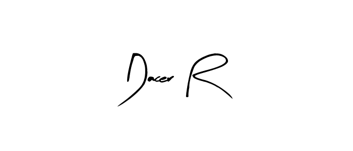 Make a beautiful signature design for name Dacer R. With this signature (Arty Signature) style, you can create a handwritten signature for free. Dacer R signature style 8 images and pictures png