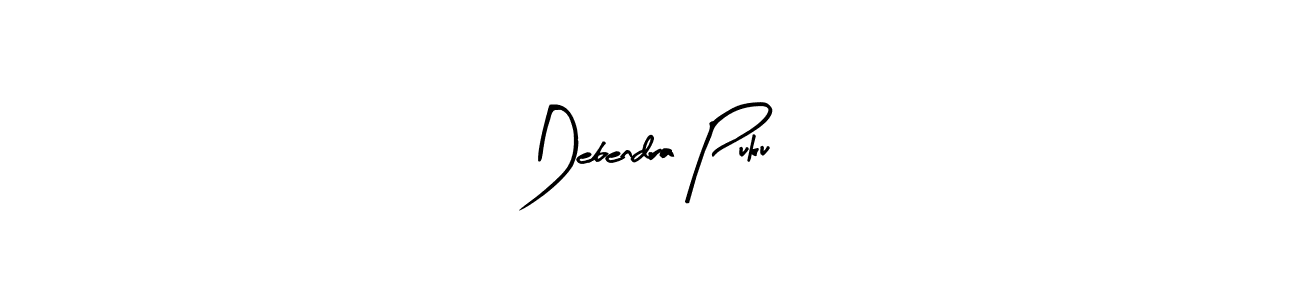 Arty Signature is a professional signature style that is perfect for those who want to add a touch of class to their signature. It is also a great choice for those who want to make their signature more unique. Get Debendra Puku name to fancy signature for free. Debendra Puku signature style 8 images and pictures png