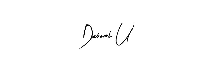 Deborah U stylish signature style. Best Handwritten Sign (Arty Signature) for my name. Handwritten Signature Collection Ideas for my name Deborah U. Deborah U signature style 8 images and pictures png