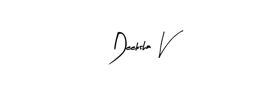 Arty Signature is a professional signature style that is perfect for those who want to add a touch of class to their signature. It is also a great choice for those who want to make their signature more unique. Get Deeksha V name to fancy signature for free. Deeksha V signature style 8 images and pictures png