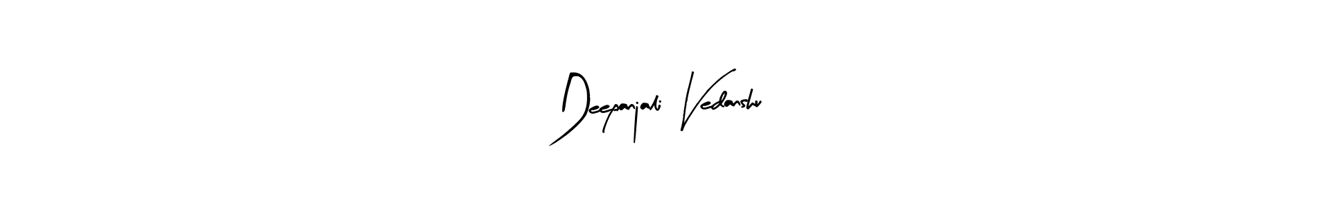 Arty Signature is a professional signature style that is perfect for those who want to add a touch of class to their signature. It is also a great choice for those who want to make their signature more unique. Get Deepanjali Vedanshu name to fancy signature for free. Deepanjali Vedanshu signature style 8 images and pictures png