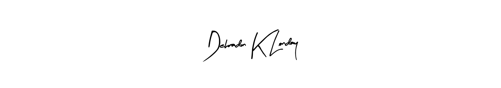 Similarly Arty Signature is the best handwritten signature design. Signature creator online .You can use it as an online autograph creator for name Dehradun K Londay. Dehradun K Londay signature style 8 images and pictures png