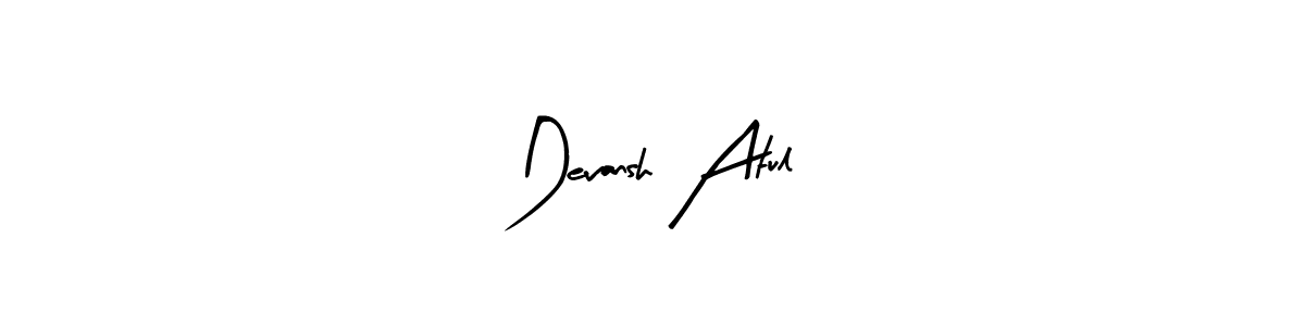Use a signature maker to create a handwritten signature online. With this signature software, you can design (Arty Signature) your own signature for name Devansh Atul. Devansh Atul signature style 8 images and pictures png