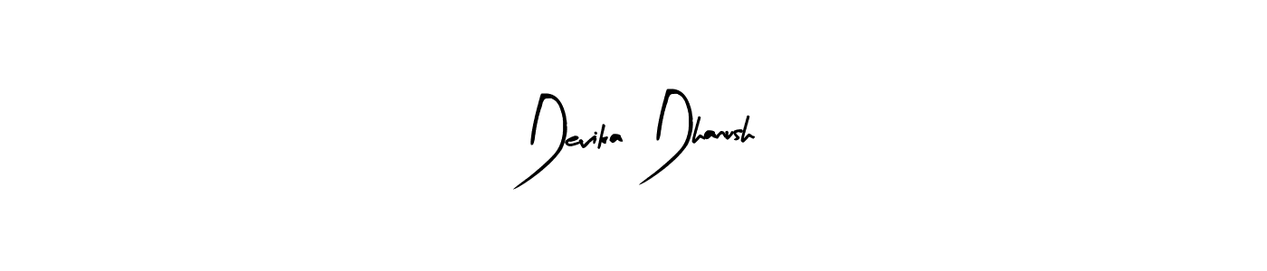 Devika Dhanush stylish signature style. Best Handwritten Sign (Arty Signature) for my name. Handwritten Signature Collection Ideas for my name Devika Dhanush. Devika Dhanush signature style 8 images and pictures png