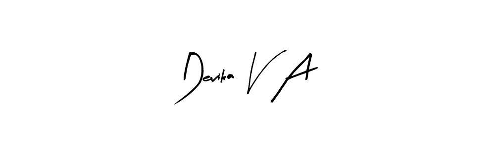 Design your own signature with our free online signature maker. With this signature software, you can create a handwritten (Arty Signature) signature for name Devika V A. Devika V A signature style 8 images and pictures png