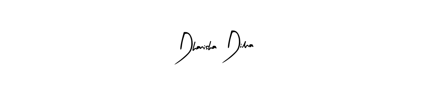 How to make Dhanisha Dilna name signature. Use Arty Signature style for creating short signs online. This is the latest handwritten sign. Dhanisha Dilna signature style 8 images and pictures png