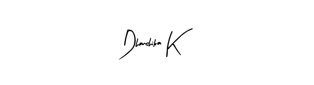 You can use this online signature creator to create a handwritten signature for the name Dhanshika K. This is the best online autograph maker. Dhanshika K signature style 8 images and pictures png