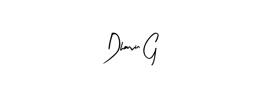 if you are searching for the best signature style for your name Dhanvin G. so please give up your signature search. here we have designed multiple signature styles  using Arty Signature. Dhanvin G signature style 8 images and pictures png