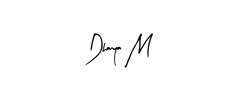 Also You can easily find your signature by using the search form. We will create Dhanya M name handwritten signature images for you free of cost using Arty Signature sign style. Dhanya M signature style 8 images and pictures png