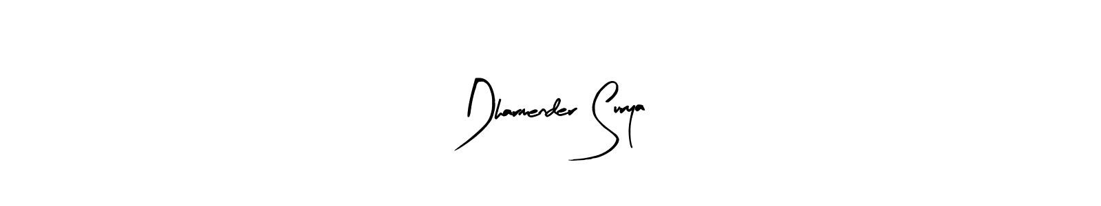 Similarly Arty Signature is the best handwritten signature design. Signature creator online .You can use it as an online autograph creator for name Dharmender Surya. Dharmender Surya signature style 8 images and pictures png