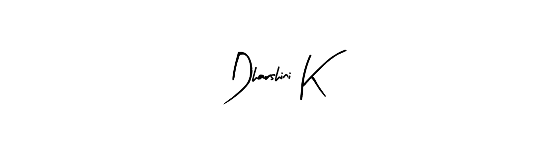 Use a signature maker to create a handwritten signature online. With this signature software, you can design (Arty Signature) your own signature for name Dharshini K. Dharshini K signature style 8 images and pictures png