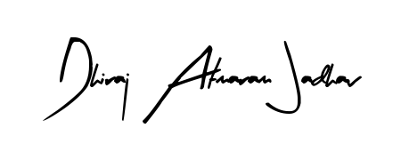 Personalize your online presence with Dhiraj Atmaram Jadhav signature rendered in elegant Arty Signature font. Great for website footers and blogs. Dhiraj Atmaram Jadhav signature style 8 images and pictures png