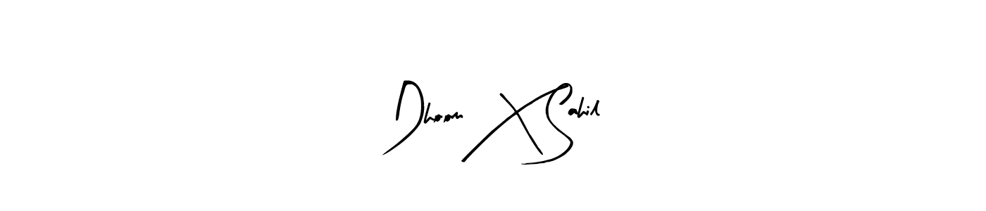 Dhoom  X Sahil stylish signature style. Best Handwritten Sign (Arty Signature) for my name. Handwritten Signature Collection Ideas for my name Dhoom  X Sahil. Dhoom  X Sahil signature style 8 images and pictures png