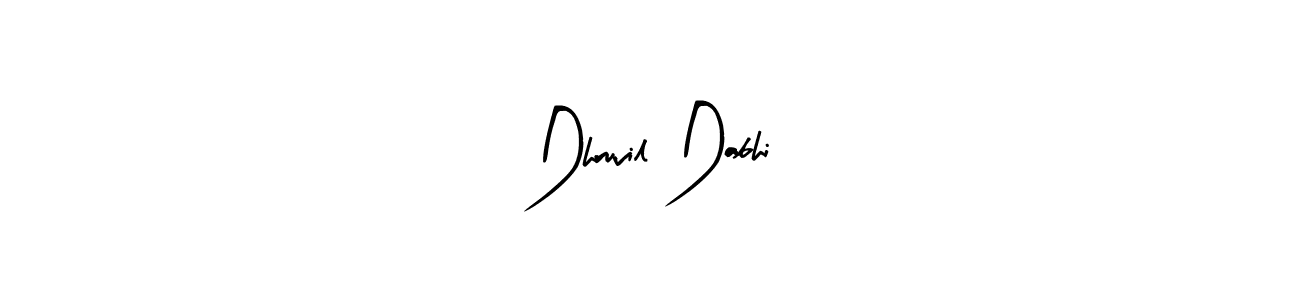Arty Signature is a professional signature style that is perfect for those who want to add a touch of class to their signature. It is also a great choice for those who want to make their signature more unique. Get Dhruvil Dabhi name to fancy signature for free. Dhruvil Dabhi signature style 8 images and pictures png
