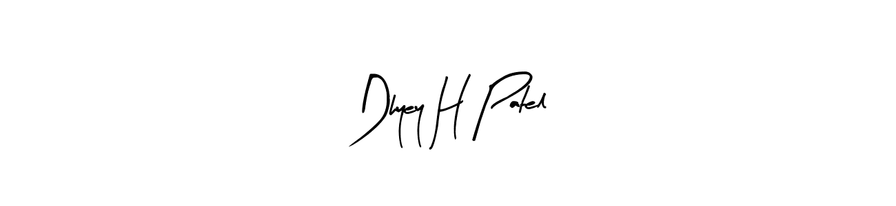 How to make Dhyey H Patel name signature. Use Arty Signature style for creating short signs online. This is the latest handwritten sign. Dhyey H Patel signature style 8 images and pictures png