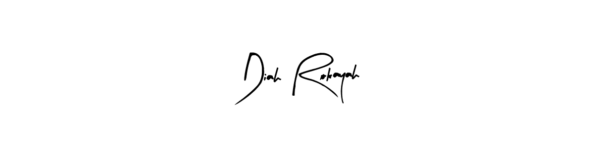 Arty Signature is a professional signature style that is perfect for those who want to add a touch of class to their signature. It is also a great choice for those who want to make their signature more unique. Get Diah Rokayah name to fancy signature for free. Diah Rokayah signature style 8 images and pictures png