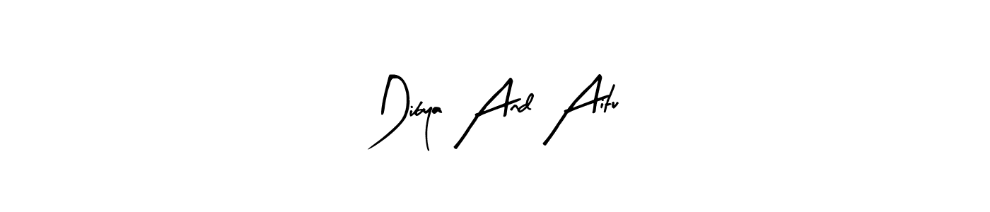 How to make Dibya And Aitu name signature. Use Arty Signature style for creating short signs online. This is the latest handwritten sign. Dibya And Aitu signature style 8 images and pictures png