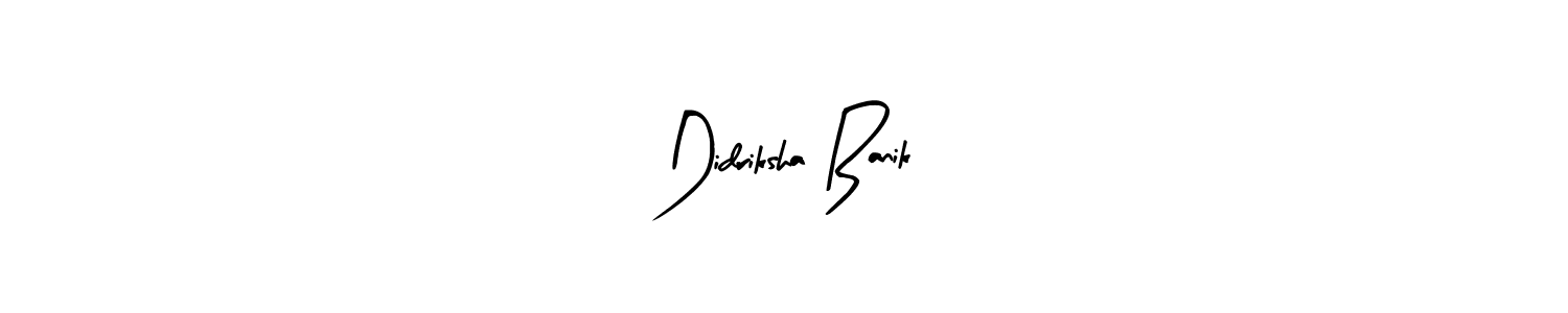 Arty Signature is a professional signature style that is perfect for those who want to add a touch of class to their signature. It is also a great choice for those who want to make their signature more unique. Get Didriksha Banik name to fancy signature for free. Didriksha Banik signature style 8 images and pictures png