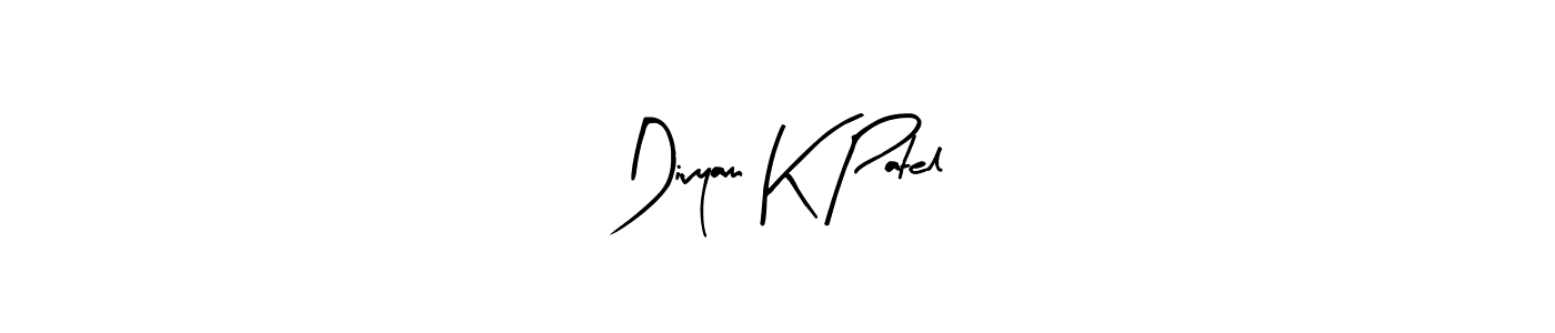 Similarly Arty Signature is the best handwritten signature design. Signature creator online .You can use it as an online autograph creator for name Divyam K Patel. Divyam K Patel signature style 8 images and pictures png