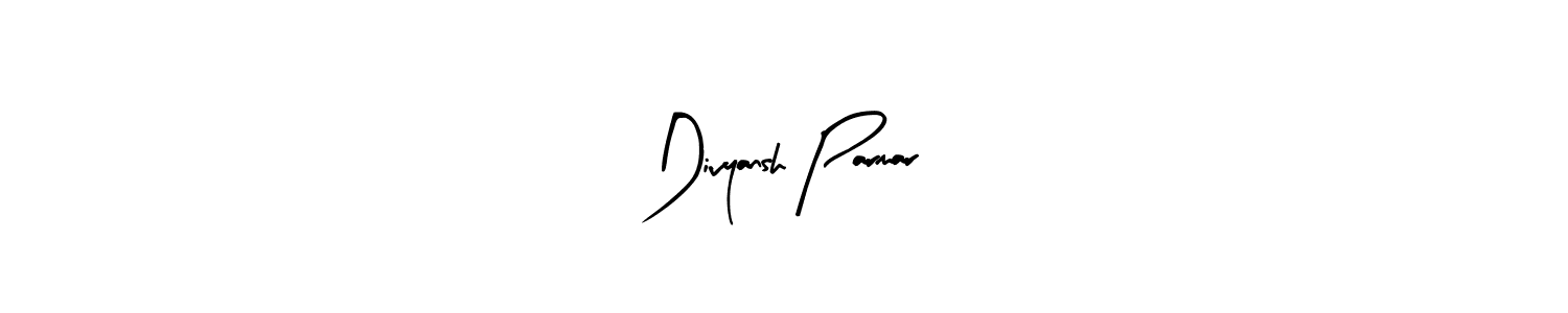 How to make Divyansh Parmar name signature. Use Arty Signature style for creating short signs online. This is the latest handwritten sign. Divyansh Parmar signature style 8 images and pictures png