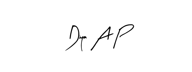 Create a beautiful signature design for name Diya A P. With this signature (Arty Signature) fonts, you can make a handwritten signature for free. Diya A P signature style 8 images and pictures png