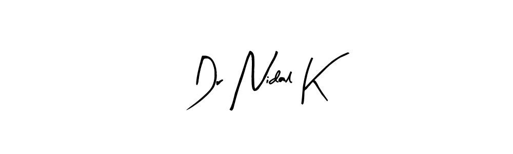 Also You can easily find your signature by using the search form. We will create Dr Nidal K name handwritten signature images for you free of cost using Arty Signature sign style. Dr Nidal K signature style 8 images and pictures png