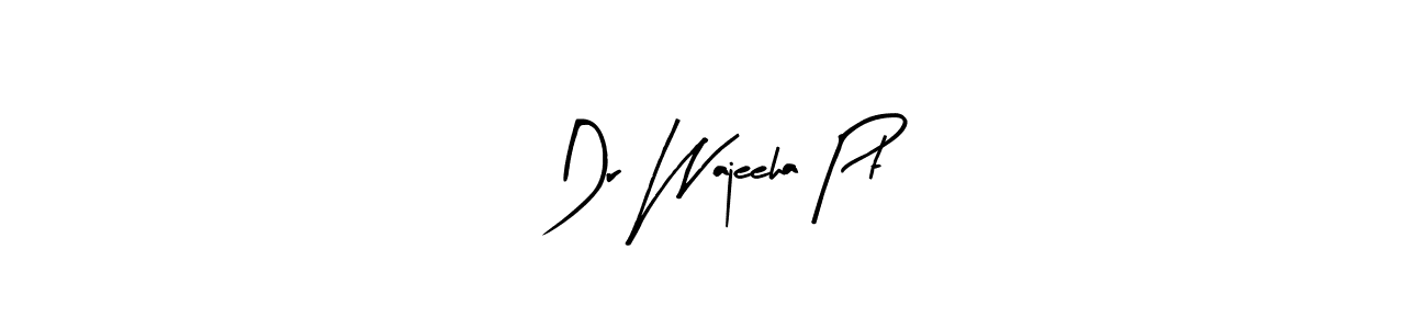 You should practise on your own different ways (Arty Signature) to write your name (Dr Wajeeha Pt) in signature. don't let someone else do it for you. Dr Wajeeha Pt signature style 8 images and pictures png