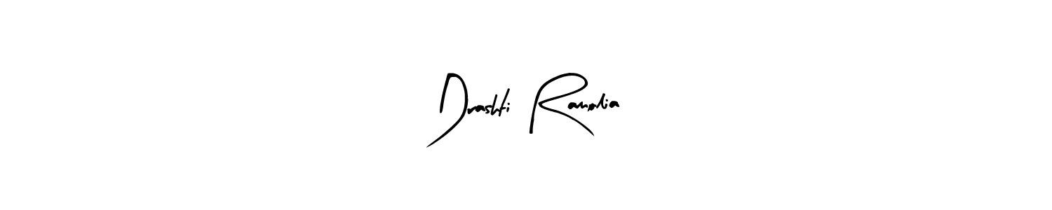 Similarly Arty Signature is the best handwritten signature design. Signature creator online .You can use it as an online autograph creator for name Drashti Ramolia. Drashti Ramolia signature style 8 images and pictures png