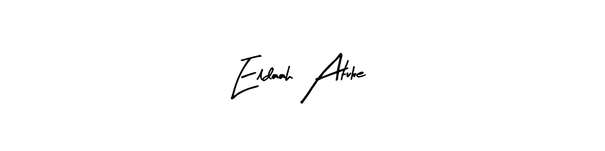 How to make Eldaah Atuke name signature. Use Arty Signature style for creating short signs online. This is the latest handwritten sign. Eldaah Atuke signature style 8 images and pictures png