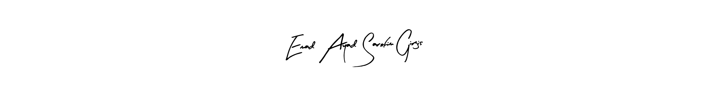 Arty Signature is a professional signature style that is perfect for those who want to add a touch of class to their signature. It is also a great choice for those who want to make their signature more unique. Get Emad Ayad Sarofim Girgis name to fancy signature for free. Emad Ayad Sarofim Girgis signature style 8 images and pictures png