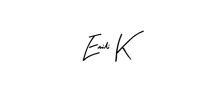 Design your own signature with our free online signature maker. With this signature software, you can create a handwritten (Arty Signature) signature for name Emili K. Emili K signature style 8 images and pictures png