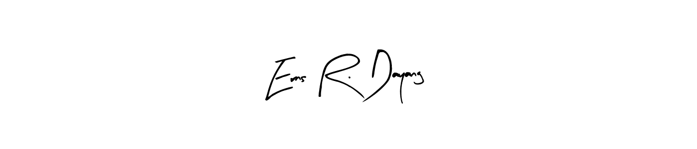 The best way (Arty Signature) to make a short signature is to pick only two or three words in your name. The name Erns R. Dayang include a total of six letters. For converting this name. Erns R. Dayang signature style 8 images and pictures png