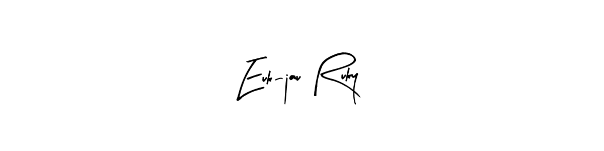 if you are searching for the best signature style for your name Euk-jau Ruky. so please give up your signature search. here we have designed multiple signature styles  using Arty Signature. Euk-jau Ruky signature style 8 images and pictures png