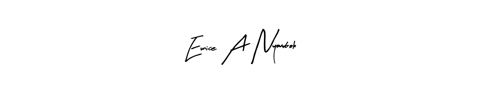 The best way (Arty Signature) to make a short signature is to pick only two or three words in your name. The name Eunice A Nyambok include a total of six letters. For converting this name. Eunice A Nyambok signature style 8 images and pictures png