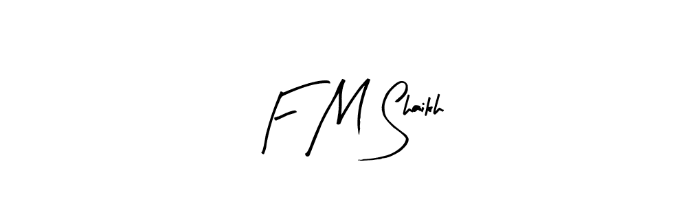 The best way (Arty Signature) to make a short signature is to pick only two or three words in your name. The name F M Shaikh include a total of six letters. For converting this name. F M Shaikh signature style 8 images and pictures png