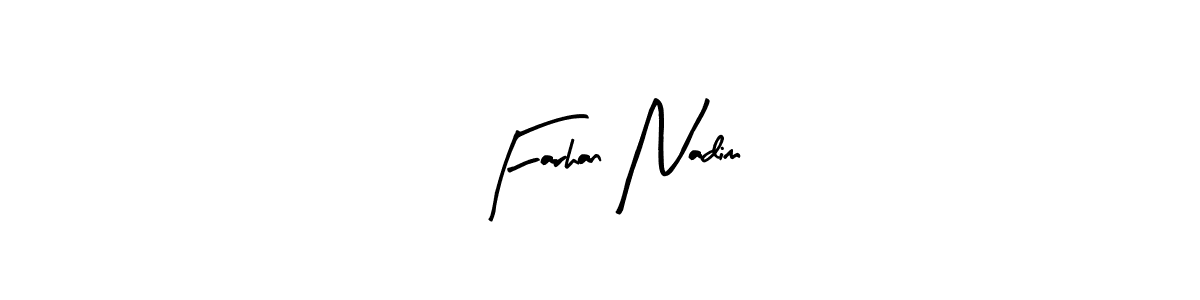 Arty Signature is a professional signature style that is perfect for those who want to add a touch of class to their signature. It is also a great choice for those who want to make their signature more unique. Get Farhan Nadim name to fancy signature for free. Farhan Nadim signature style 8 images and pictures png