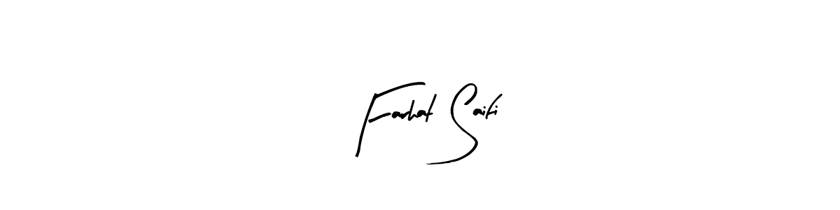 Similarly Arty Signature is the best handwritten signature design. Signature creator online .You can use it as an online autograph creator for name Farhat Saifi. Farhat Saifi signature style 8 images and pictures png