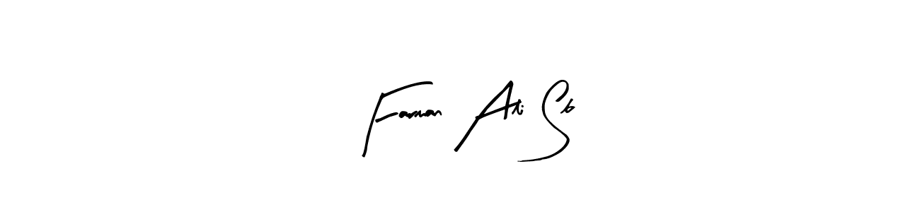 Arty Signature is a professional signature style that is perfect for those who want to add a touch of class to their signature. It is also a great choice for those who want to make their signature more unique. Get Farman Ali Sb name to fancy signature for free. Farman Ali Sb signature style 8 images and pictures png
