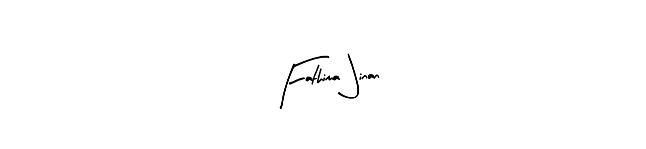 Arty Signature is a professional signature style that is perfect for those who want to add a touch of class to their signature. It is also a great choice for those who want to make their signature more unique. Get Fathima Jinan name to fancy signature for free. Fathima Jinan signature style 8 images and pictures png