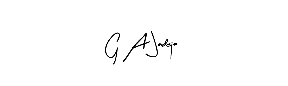 The best way (Arty Signature) to make a short signature is to pick only two or three words in your name. The name G A Jadeja include a total of six letters. For converting this name. G A Jadeja signature style 8 images and pictures png