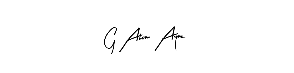 if you are searching for the best signature style for your name G Ahsan Ayaz. so please give up your signature search. here we have designed multiple signature styles  using Arty Signature. G Ahsan Ayaz signature style 8 images and pictures png