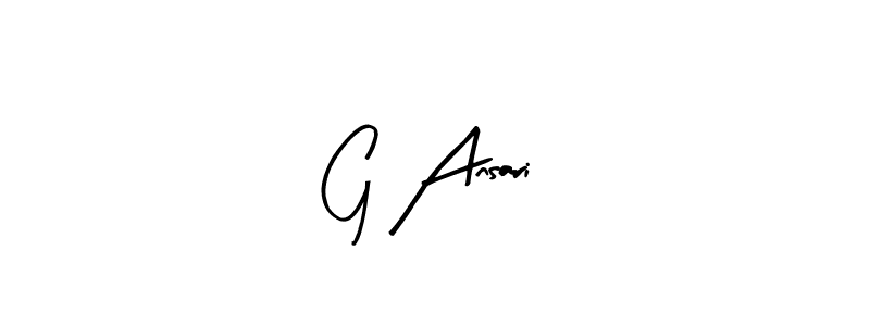 The best way (Arty Signature) to make a short signature is to pick only two or three words in your name. The name G Ansari include a total of six letters. For converting this name. G Ansari signature style 8 images and pictures png