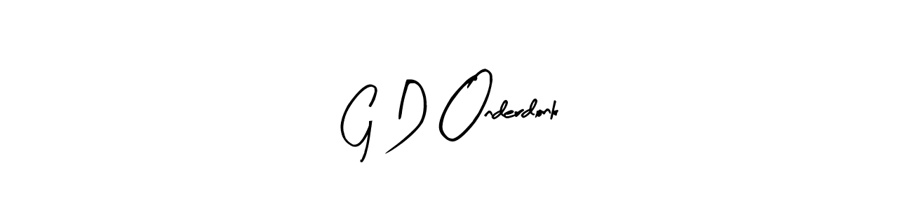 Design your own signature with our free online signature maker. With this signature software, you can create a handwritten (Arty Signature) signature for name G D Onderdonk. G D Onderdonk signature style 8 images and pictures png
